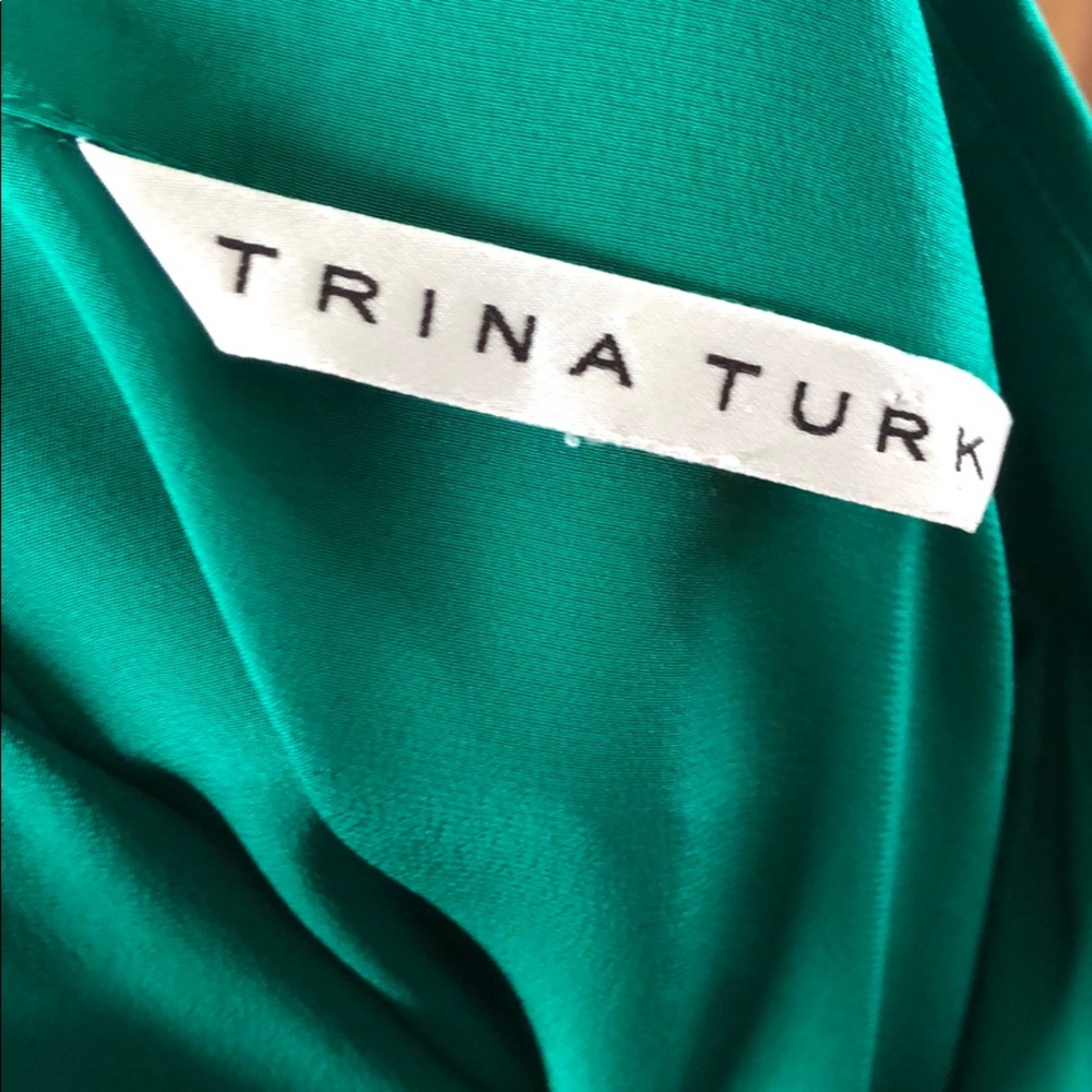 Trina Turk bright green silk summer shirt L - Picture 7 of 7